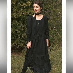Of Her Own Kind Lennox Dress in Black Linen